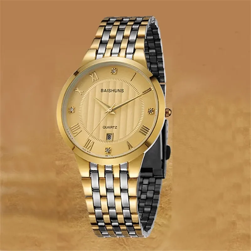 

New 2022 Fashion Top Gold Watches Men Luxury Brand Business Watches Men Stainless Steel Wristwatches Relojes Hombres