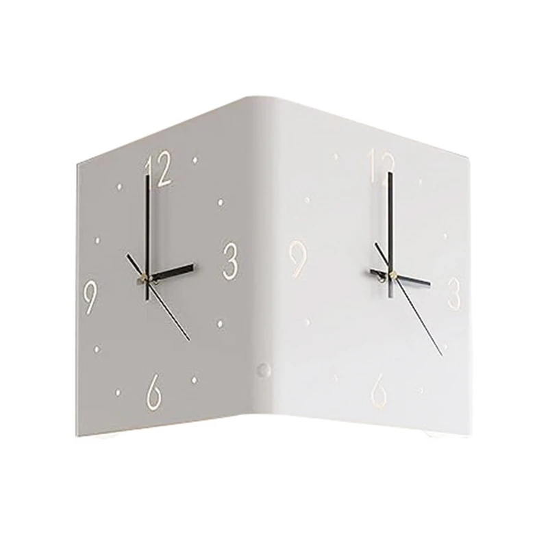 Double Sided Corner Wall Clock, LED Wall Clock For Living Room, Corner Silent Wall Clock