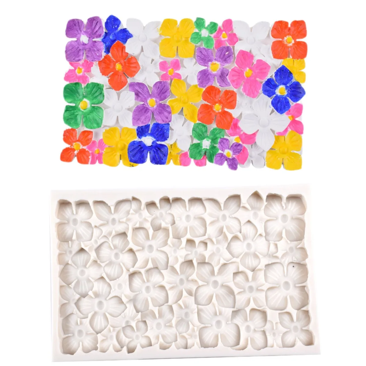 3D Mini Four Leaf Clover Rose Flowers Silicone Mold Sugarcraft Chocolate Fondant Cake Decoration Kitchen Baking Tools Resin Mold