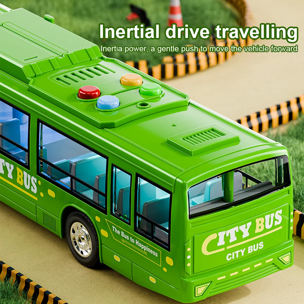 Electric City Bus Toy Educational Play Vehicles Toy Openable Door Battery-Operated Car Model Toy Interactive for Boys Girls