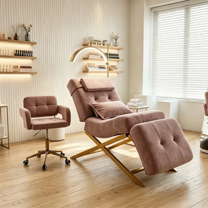 Modern Luxury Golden Eyelash Bed Set Leather Beauty Massage Bed with Electric Customization for Salon & Bedroom Application
