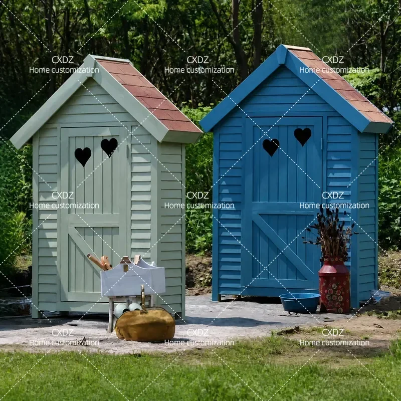 Outdoor Solid Wood Storage Cabinet Weatherproof Garden Tool Shed Rainproof Moisture Proof Storage Rack for Terrace Hut