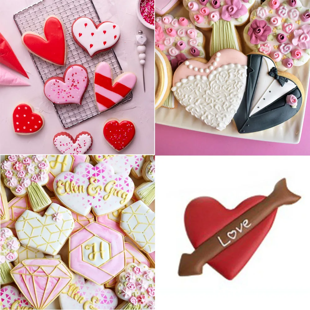 

1pcs patisserie Wedding Heart Stainless Steel Cookie Cutter Fondant Cake Decor Tools Chocolate Cupcake Toppers Biscuit Mould