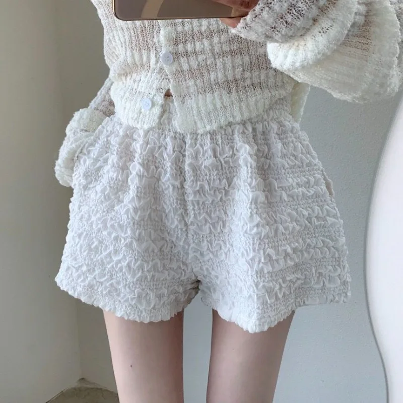 Simple Age-reducing Temperament Pleated Cloud Wide-leg Shorts Women's 2026 New Loose Versatile Commuter Sweet Casual Pants