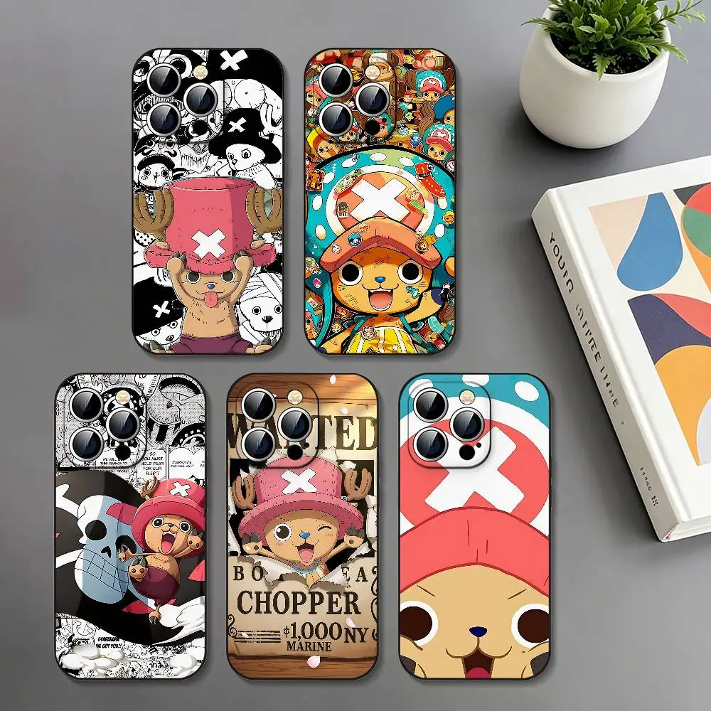 One Piece Chopper Slim Schwarze Stoßfeste Handyhülle für iPhone 17 16 15 14 13 12 11 X XR XS Max Pro Max Plus Mini