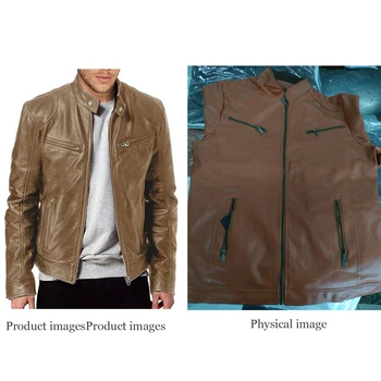 2024 Motorcycle Leather Jackets Man Casual Fashion Motorcycle Coat Slim Fit Lapel PU Jackets Autumn Anti-wind Leather Coat Male 6