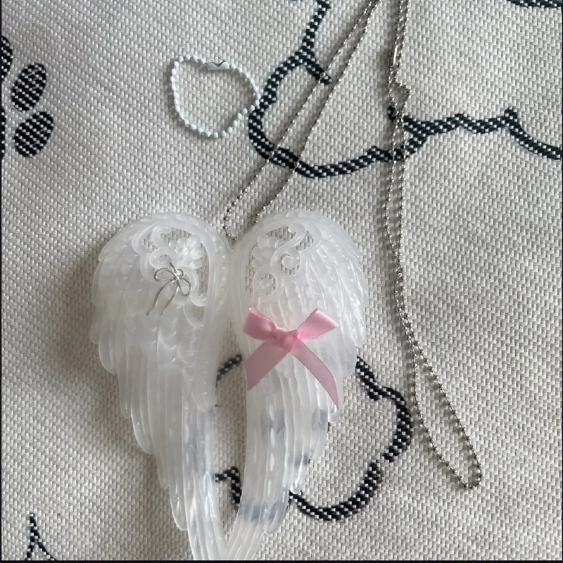 

Keychain Pendant Angel wings Bag Pendant Cross Bow White DIY Y2k For Girl Woman Gift