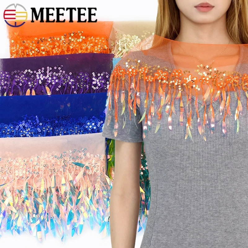 1-5Yards Nähen Pailletten Quaste Fringe Latin Kleid Kleidung Spitze Trim Kleidungsstück Vorhang Dekor Passformen Nähen DIY Zubehör