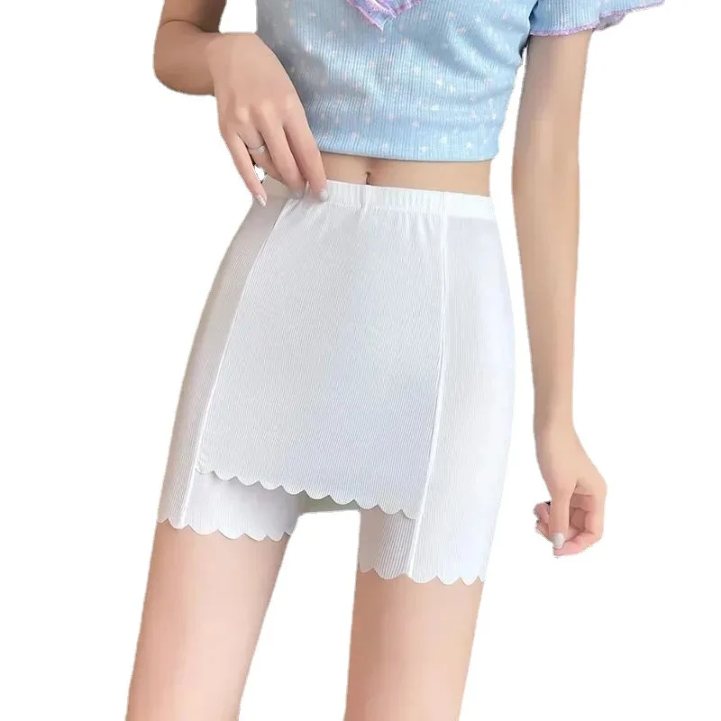 Summer Double Layer Safety Pants Women's Additional Block Anti-Light Thin Comfortable Breathable Ice Silk Seamless Underwear