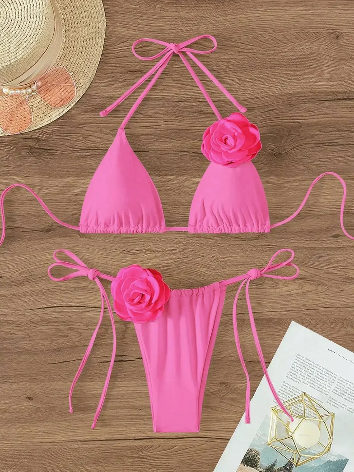 Maillot de bain pour femmes, micro bikini push-up, ensemble deux pièces, sexy, culotte tanga, couleur unie, style brésilien, 2024