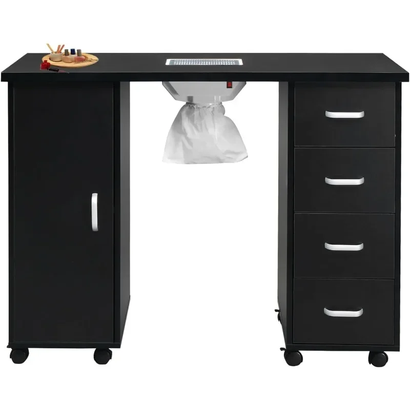 

Nail Technician,Nail Tech Desk Vanity Table with Single Door,4 Drawers and Dust Collector,Makeup Nail Organizers