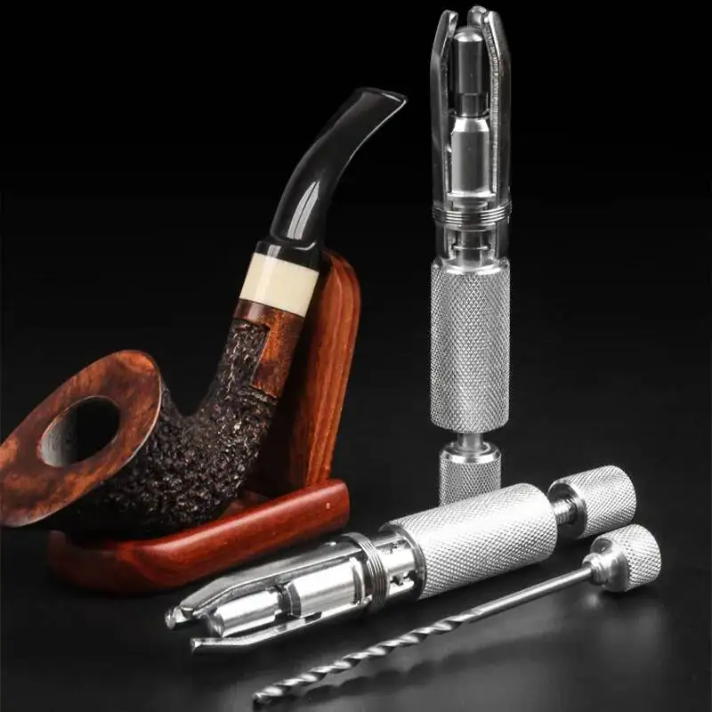 Adjustable Pipe Reamer All in One Multifunctional Stainless Steel Tobacco Pipe Tools Cleaner with Drill Needle Pipe Accessories