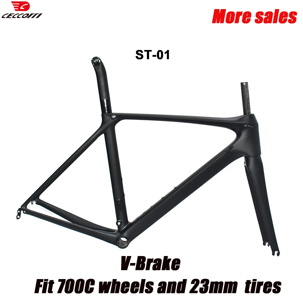 CECCOTTI ST01 سعر المصنع إطار دراجة طريق كربوني كامل إطارات دراجة فرامل على شكل حرف V في إطار دراجة ترويجي