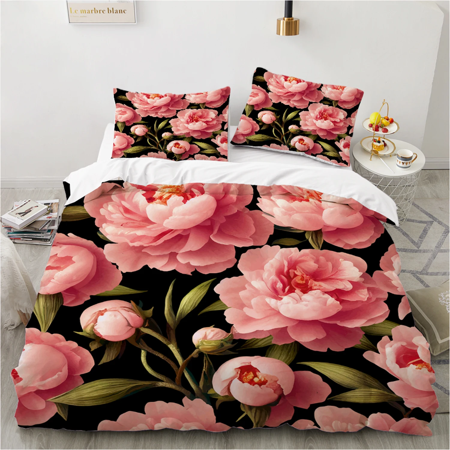 3D Flower Printed Duvet Cover King Twin Queen Double Size Kit Floral Pillowcase 2024 New Wholesale Elegant Bedspread