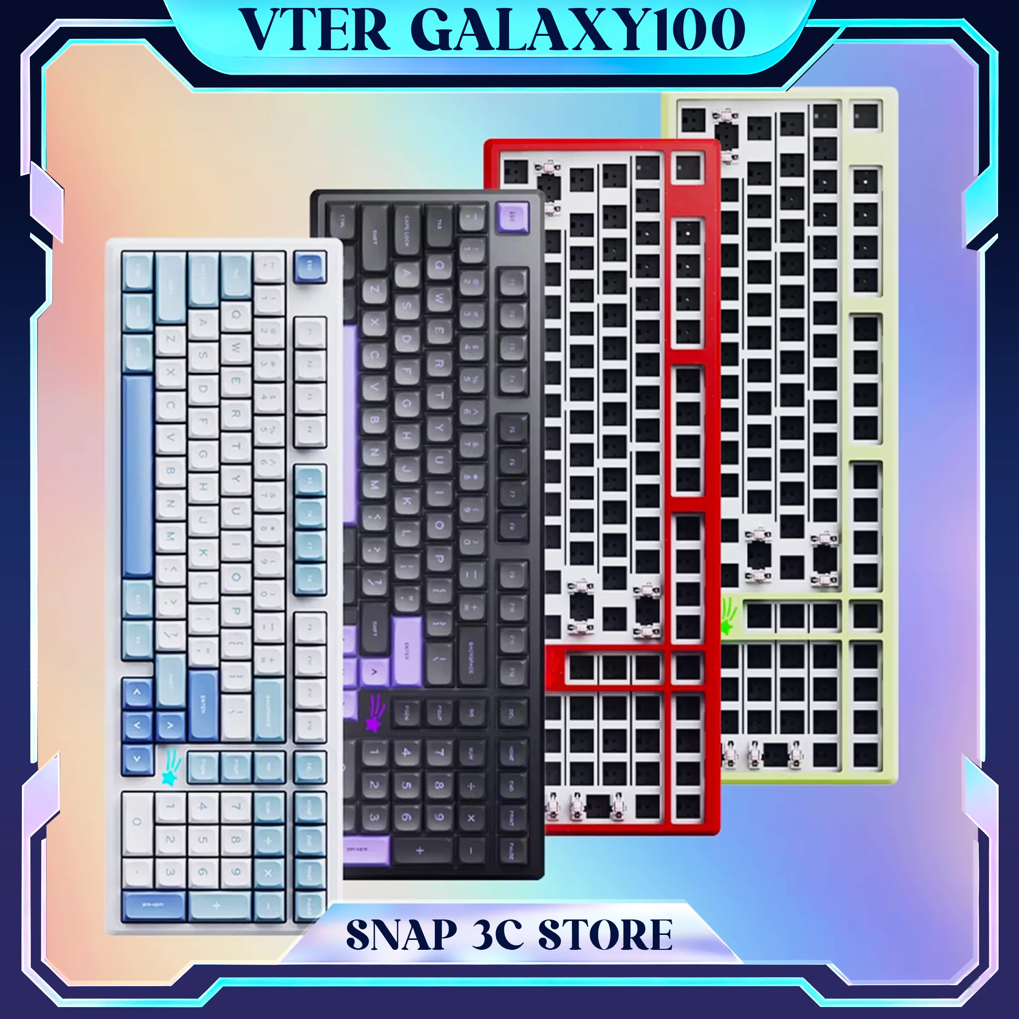 

Механическая клавиатура VTER Galaxy100 из цельного алюминия, трехрежимная (Bluetooth, 2.4G), с креплением Gasket, горячей заменой переключателей, RGB-подсветкой, для ПК и Mac