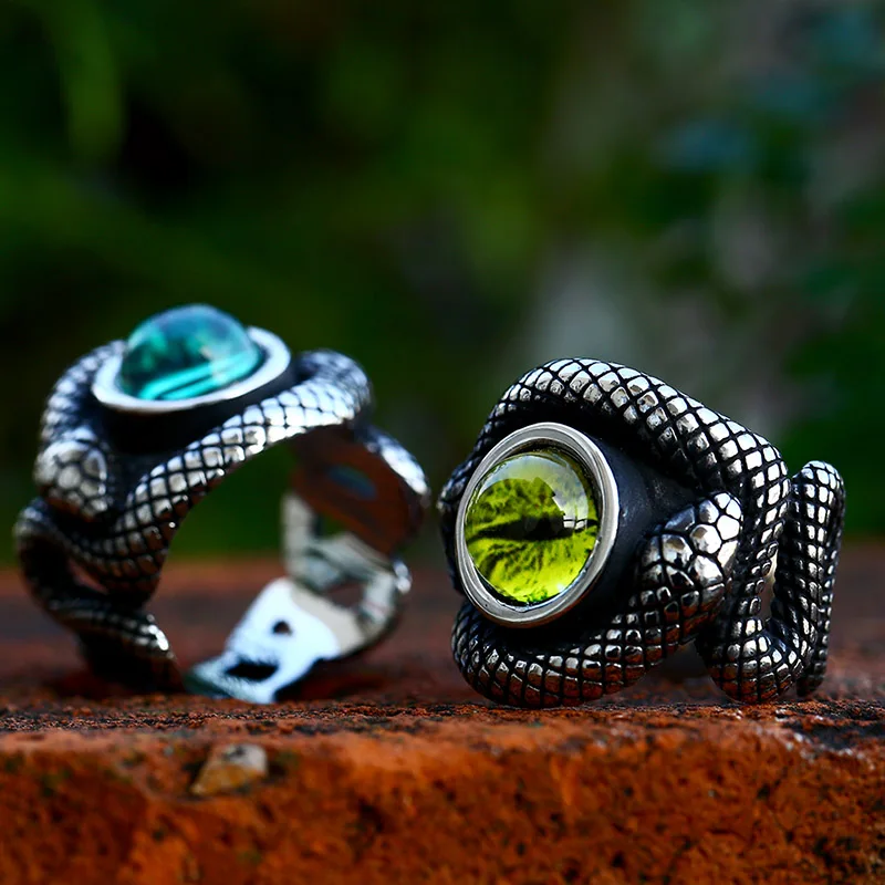 BEIER Stainless Steel Cool Snake The Eye of Hell ring For Man Unique Punk Ring Factory Wholesale Price Animal Jewelry BR8-849