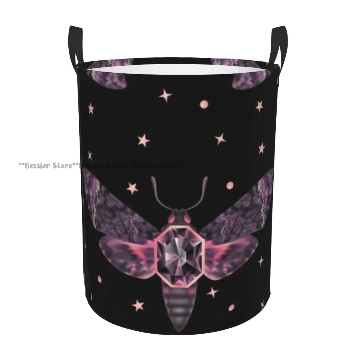 Laundry Basket Death Head Moth Jewelry Pattern Dirty Clothes Storage Bucket Wardrobe Clothing Organizer Hamper