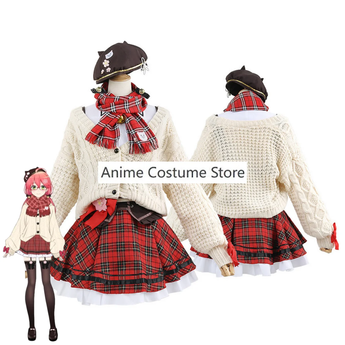 YouTuber VTuber Hololive Sakura Miko Elite Cosplay Costume Wig Anime Witch Uniform Sweatshirt Halloween Stage Performance Suit