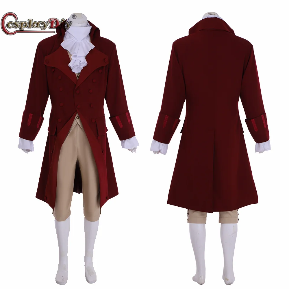 

Hamilton 18th Century Men's Royal Outfit Medieval Uniform Jacket Top Vest Pants Colonial Tuxedo George Washington Suit Full Set
