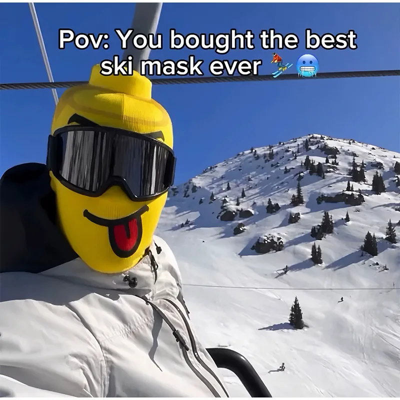 Novelty Building Block Person Printed Yellow Ski Mask Man Windproof Balaclava Head Cover Outdoor Cycling Face Mask Funny Design