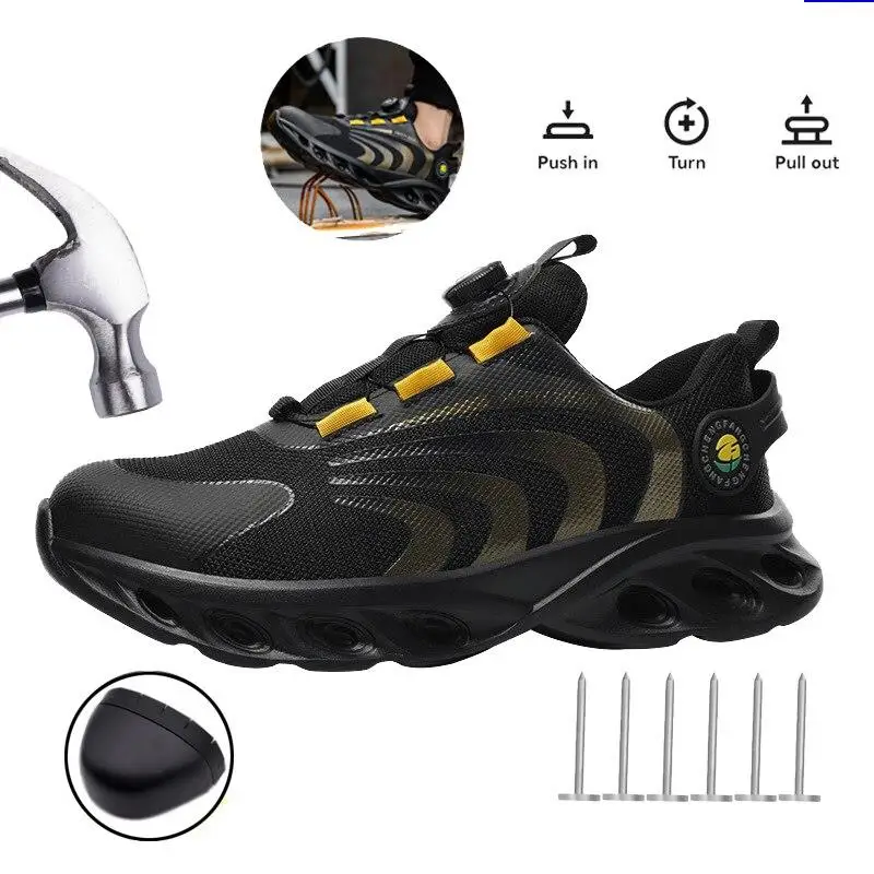 Men's Safety Shoes with Knobs, Outdoor Boots with Anti-perforation for Breathing, MEN'S SHOES with Non-slip Platform