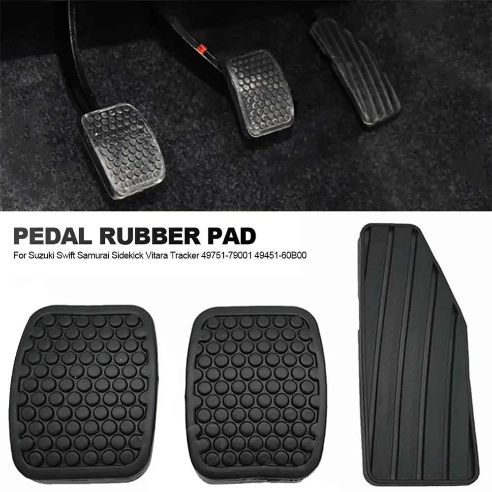 Kit de 3 piezas de cubiertas de goma para pedales de freno, embrague y acelerador para Suzuki Swift, Vitara, Samurai, Sidekick, Tracker 49751-79001 49451-60B00