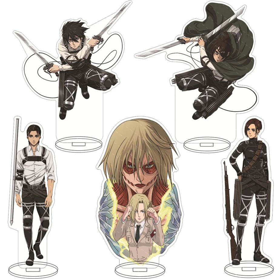 Figura de Anime de 16 CM ‌ Ataque a los Titanes: Eren Jaeger, Mikasa Ackerman, Armin Arlert, Levi Ackerman - Adornos de acrílico para coleccionistas, regalos