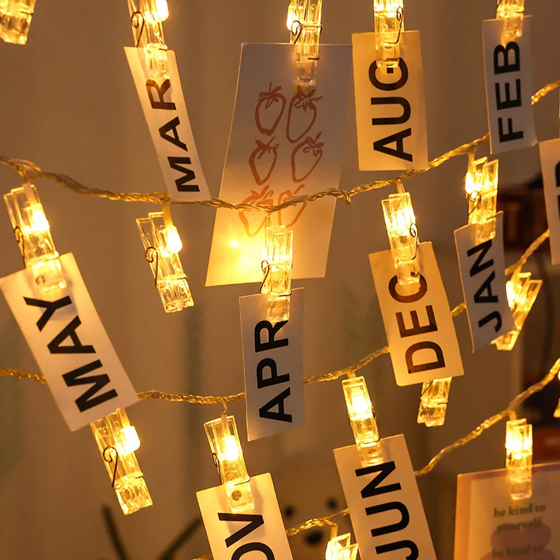 6 m 40 LEDs Lichterkette, Foto-Clip, Feengirlande, Lichterkette, batteriebetrieben, USB-betrieben, für Hochzeit, Geburtstag, Party, Weihnachtsdekoration 02 – Detail 6
