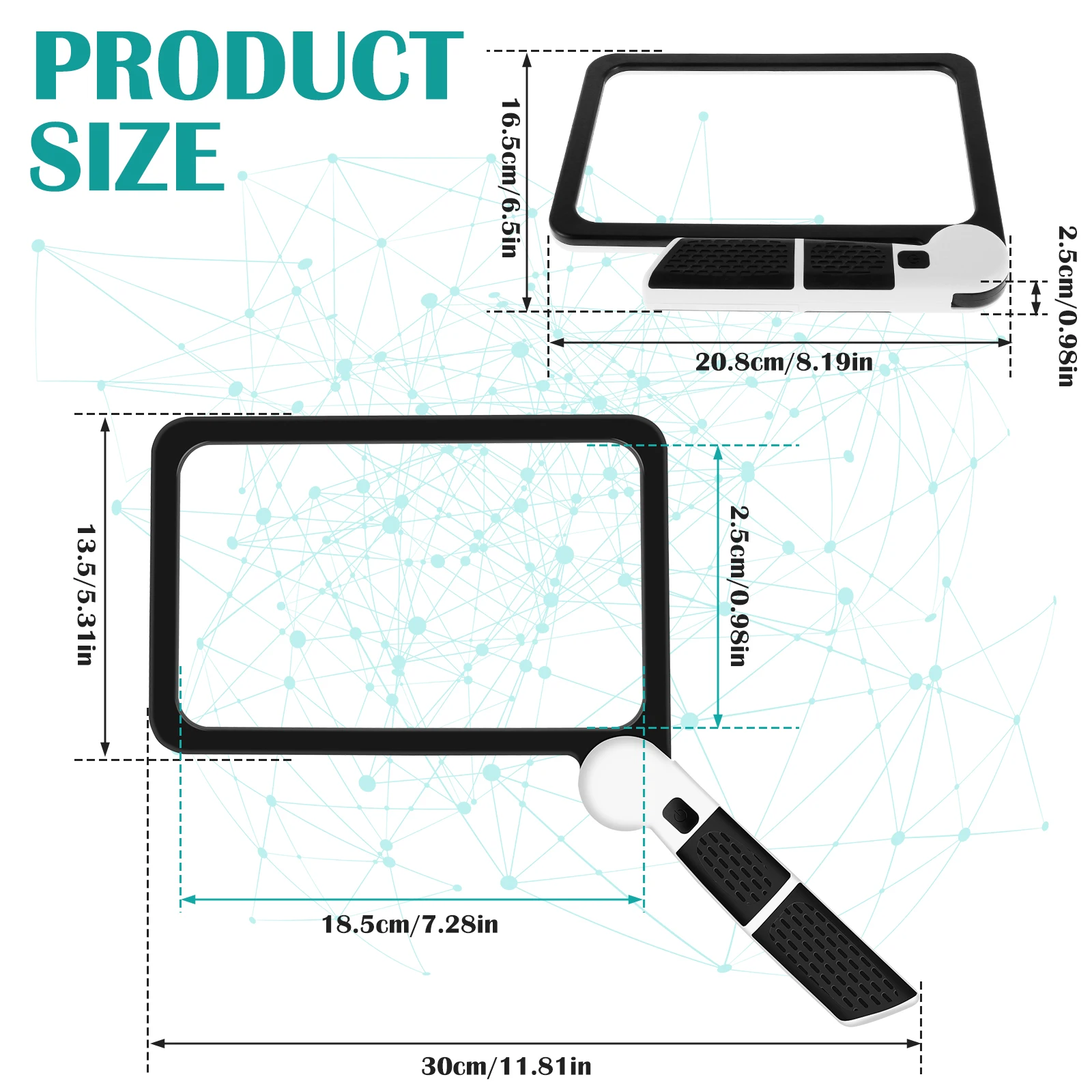 5X Magnifying Glass Seniors Handheld Reading Magnifier 48 Adjustable LED Light Square Magnifying Glass For Reading Person Gifts