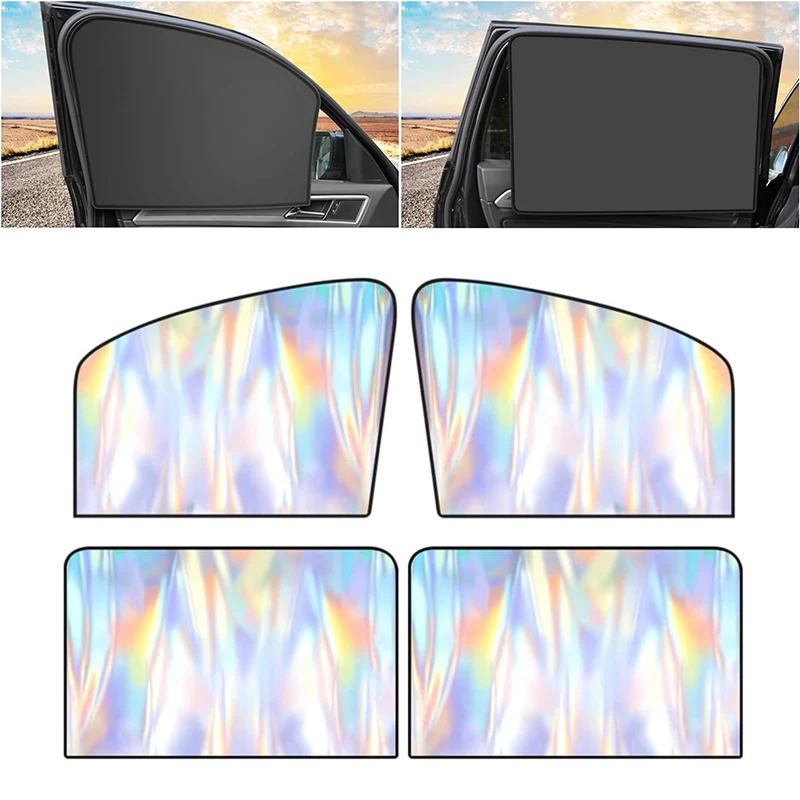 Car Side Window Sunshade Magnetic Curtain Laser Coating 99% UV Light Block Privacy Protection Cover for Camping Accessories