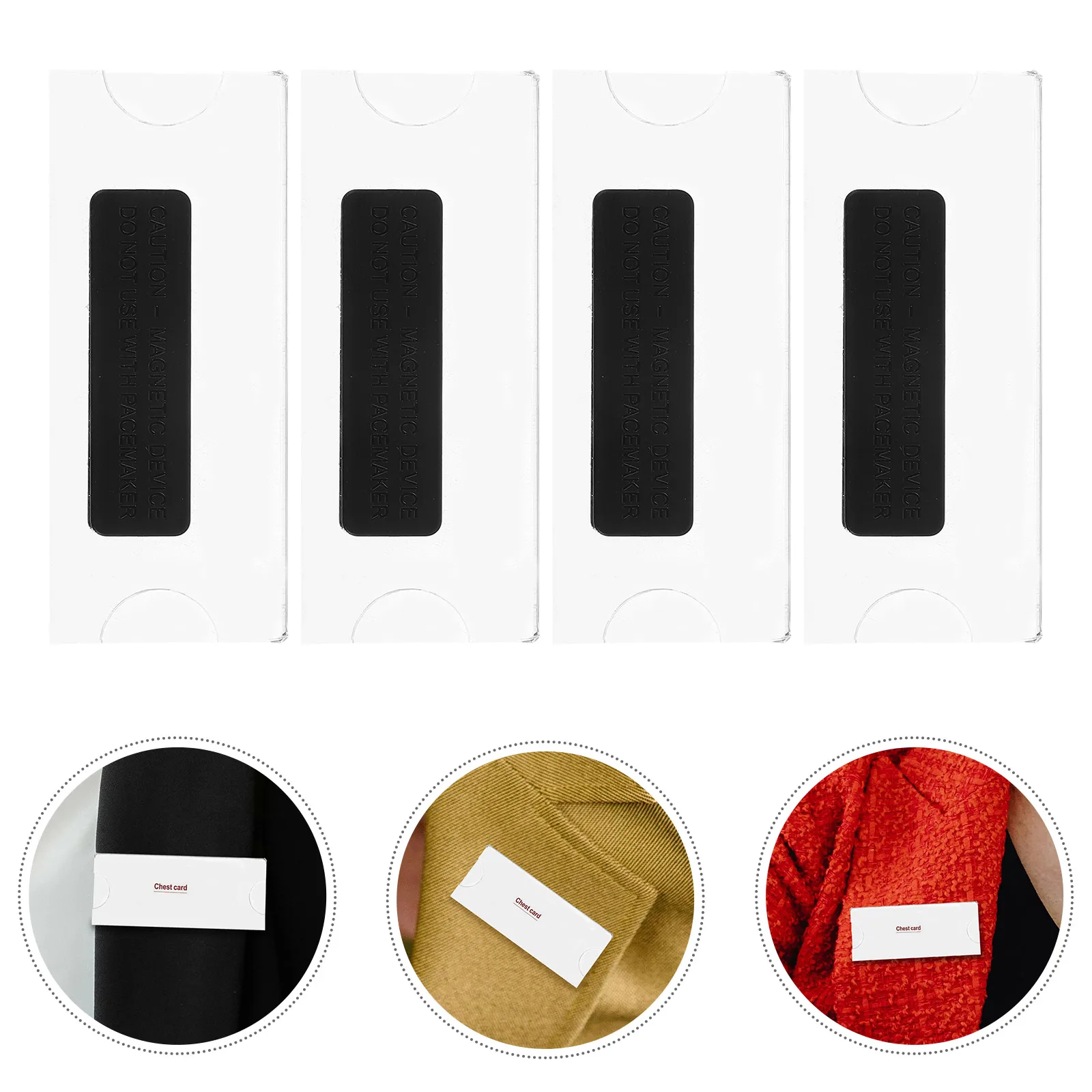 

4 Pcs Blank Magnetic Transparent Breast Card Student Acrylic Hard Plastic Id Badge Holder