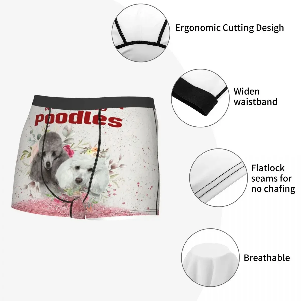 Custom Poodle Graphic Underwear Men Breathbale Pudel Dog Lover Boxer Briefs Shorts Panties Soft Underpants For Homme