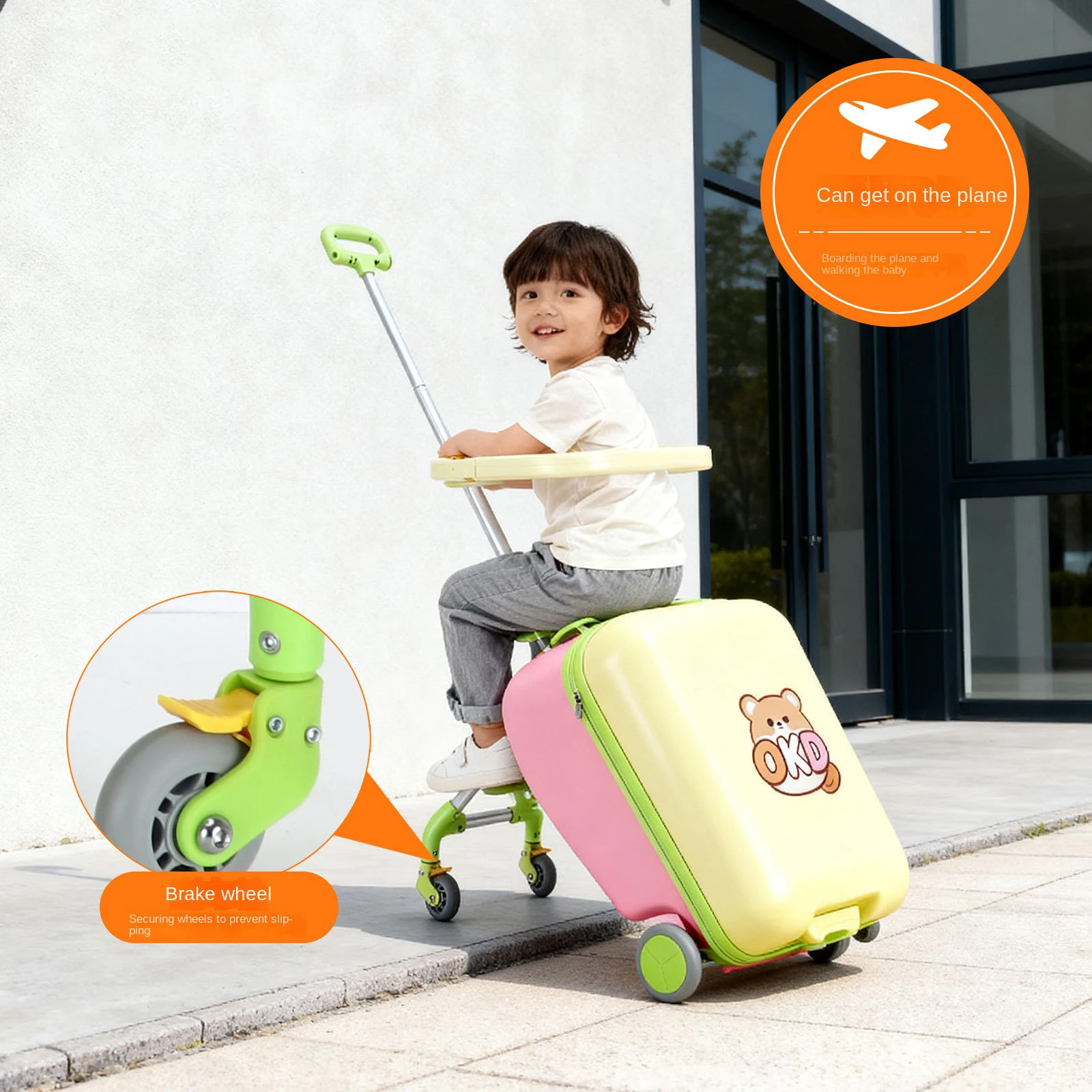 New Children's boarding Carrier Can Ride-On Trolley Suitcase Detachable Travel Suitcase 20-inch Carry-On Durable Luggage