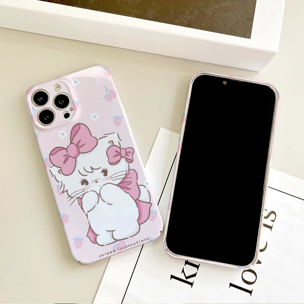 Cute M-Mikko Phone Case For IPhone 16 15 14 13 12 11 Plus Pro Max Mini Glossy HD Hard Cover Film Shell