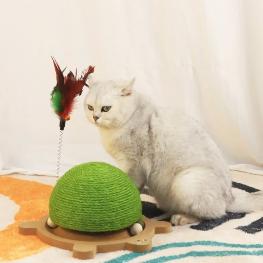 

Wear-Resistant Turtle Shape Scratching Board Grinding Claws with Feather Sisal Cat Scratching Ball Interactive