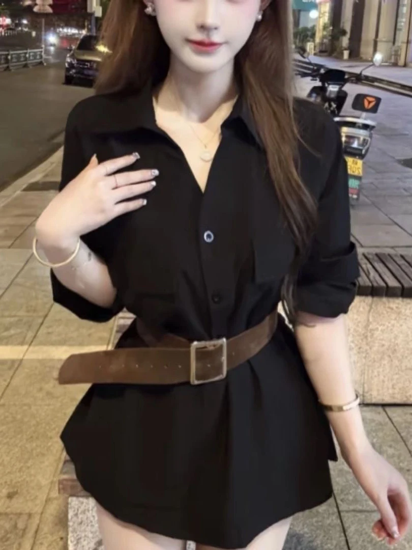 

White Collar Dr irt Women's Early Autumn Pure Desire Small Size Ele Slimming ort Waist Cinched Skirt