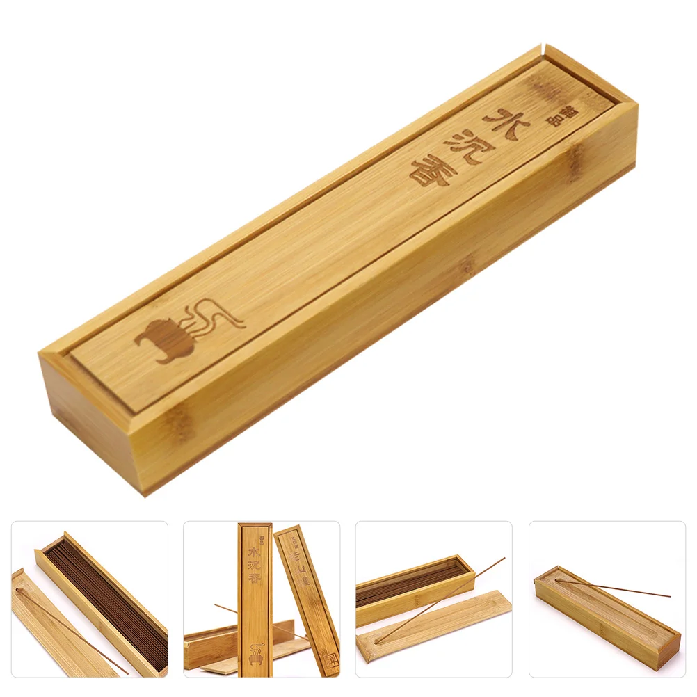 Incense Bamboo Box Aromatherapy Burner Stick Holder Creative Case Organizer Container