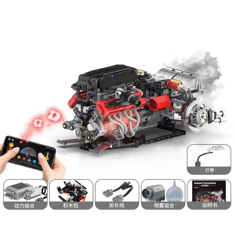 AUF LAGER MOC Technische Elektrische Enzo V12 motor Bausteine Ziegel Modell Montage Spielzeug für Kinder Geburtstag Geschenk Set