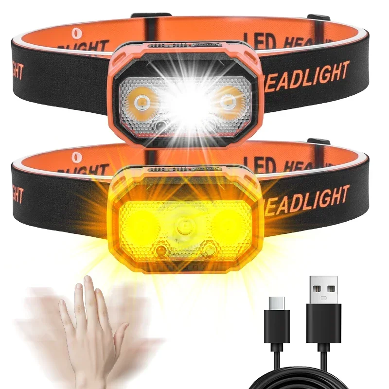 مصباح أمامي LED قابل لإعادة الشحن T-306، مصباح أمامي فائق السطوع مع 5 أوضاع، شحن USB، 45 °   قابل للتعديل، طويل الأمد للتخييم والجري