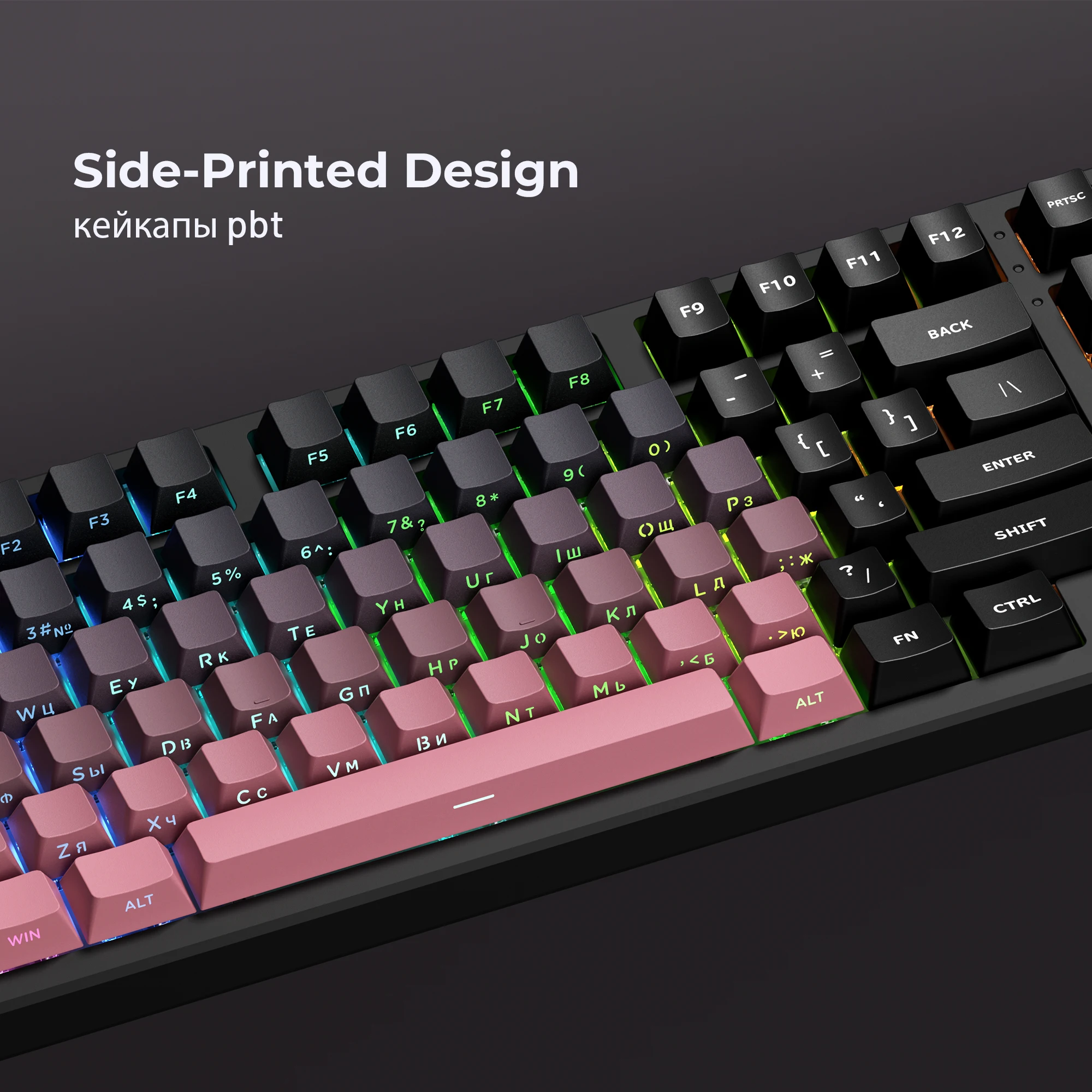 XVX Russian Pink Gradient Shadow Keycaps Cherry Profile 135 Keys Side Print Shine Through PBT Double Shot Key Cap
