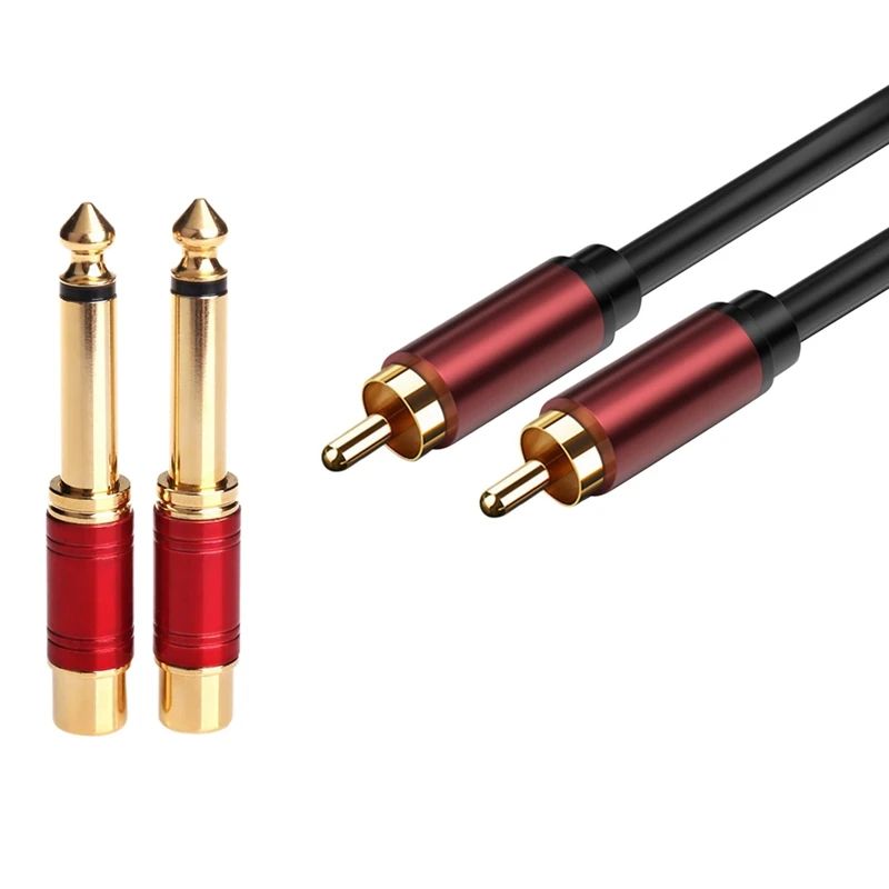 

2PCS 6.35Mm 1/4 Inch Male Mono TS To RCA Female Interconnect Audio Adapter With RCA Lotus Cable Subwoofer Cable