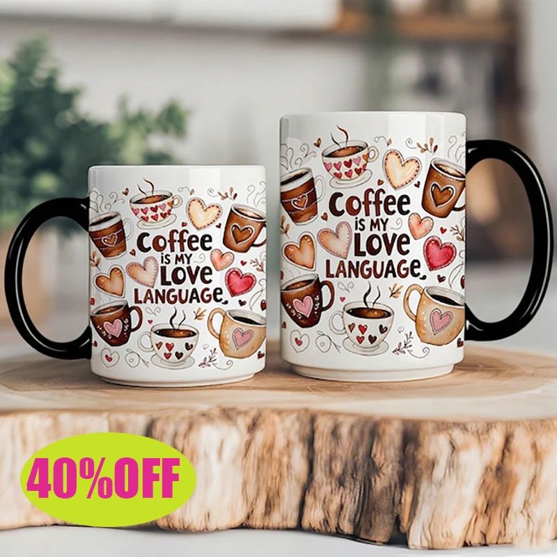 

15oz Coffee Lovers Mug With Cute Quotes Funny Coffee Cup Gift For Women Best Friend Home Office Decor Heart Design Ceramic