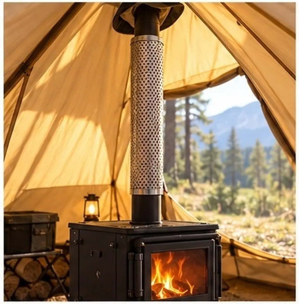 Chimney Pipe Heat Protector Stainless Steel Stove Pipe Safety Cover for Tent Stoves Wood Burning Camp Stoves Heat Insulation