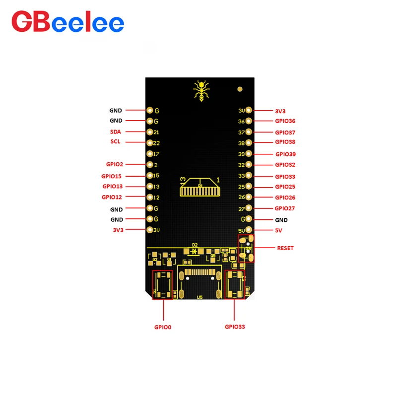 2 pièces GBeelee BL-MZ-A009 TTGO t-display ESP32 WiFi Bluetooth Module 1.14 pouces LCD carte de développement