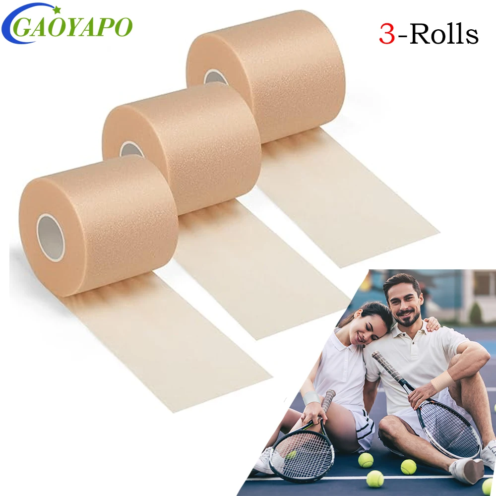 3Rolls Foam Sport Underwrap Athletic Foam  Self Adhesive Bandage Tape Sports Pre Wrap Athletic Tape for Ankles Wrists Hand Knees