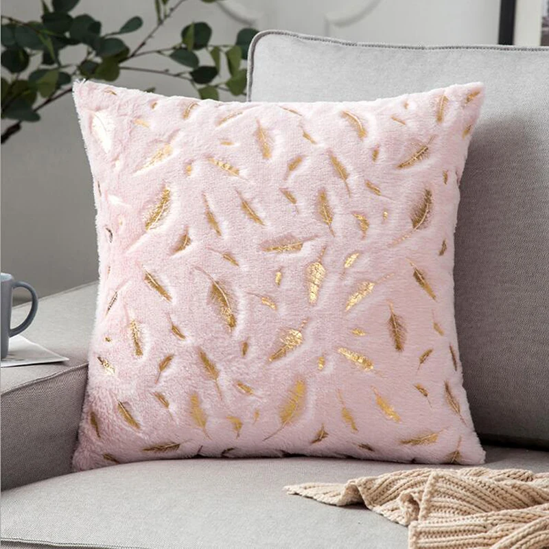 New Short Fleece Cushion Cover Plush Pillow Case Winter Warm Fluffy Sleeping Pillowcase Home Bed Cushion Pillow Cover 45*45cm