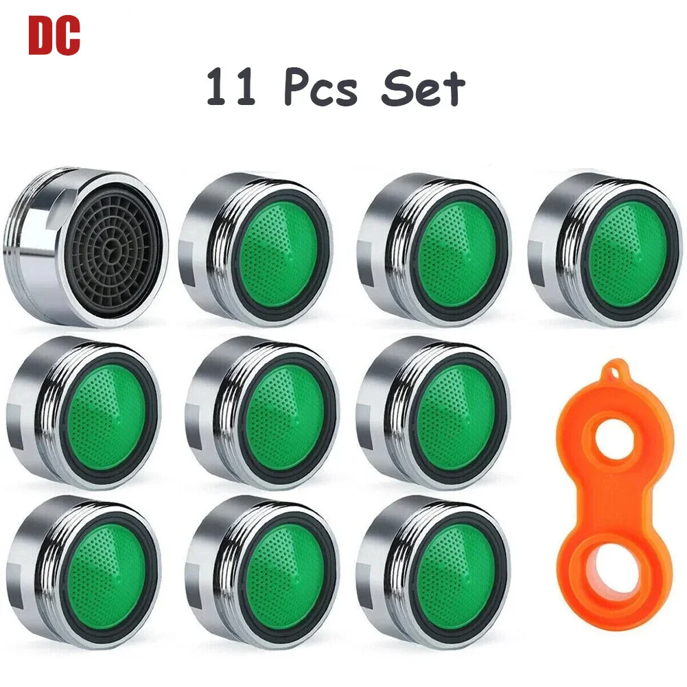 Rafford 11Pc Set Water Saving Faucet Aerator Replaceable Filter Mixed Nozzle M24 24mm Thread Bathroom Faucet Bubbler Accessories