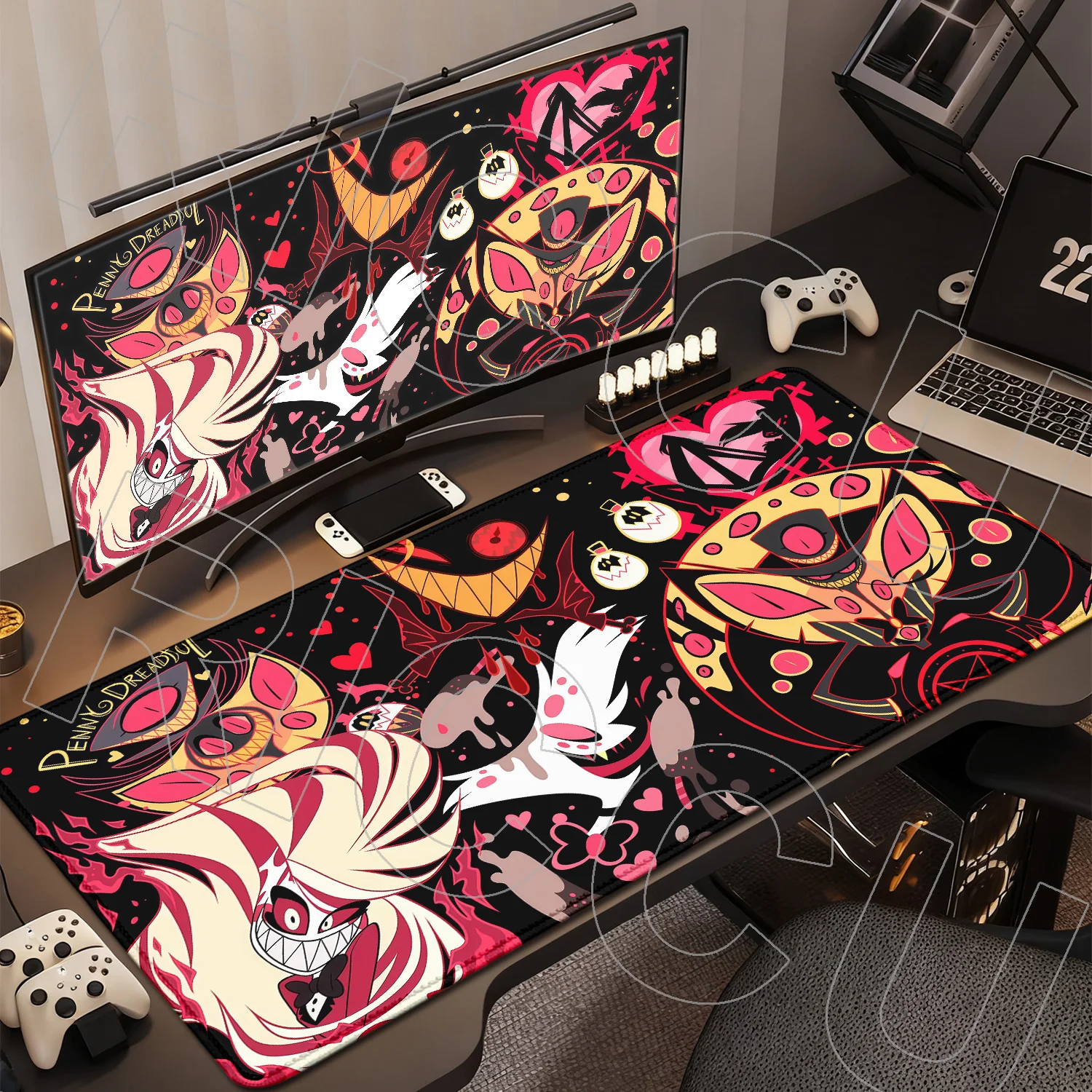 HD Printing XXL Anime Gaming Mouse Pad Hazbin Hotel 900X400mm Game Computer PC Accessories Tabletop Keyboard Pads Gamer Carpet