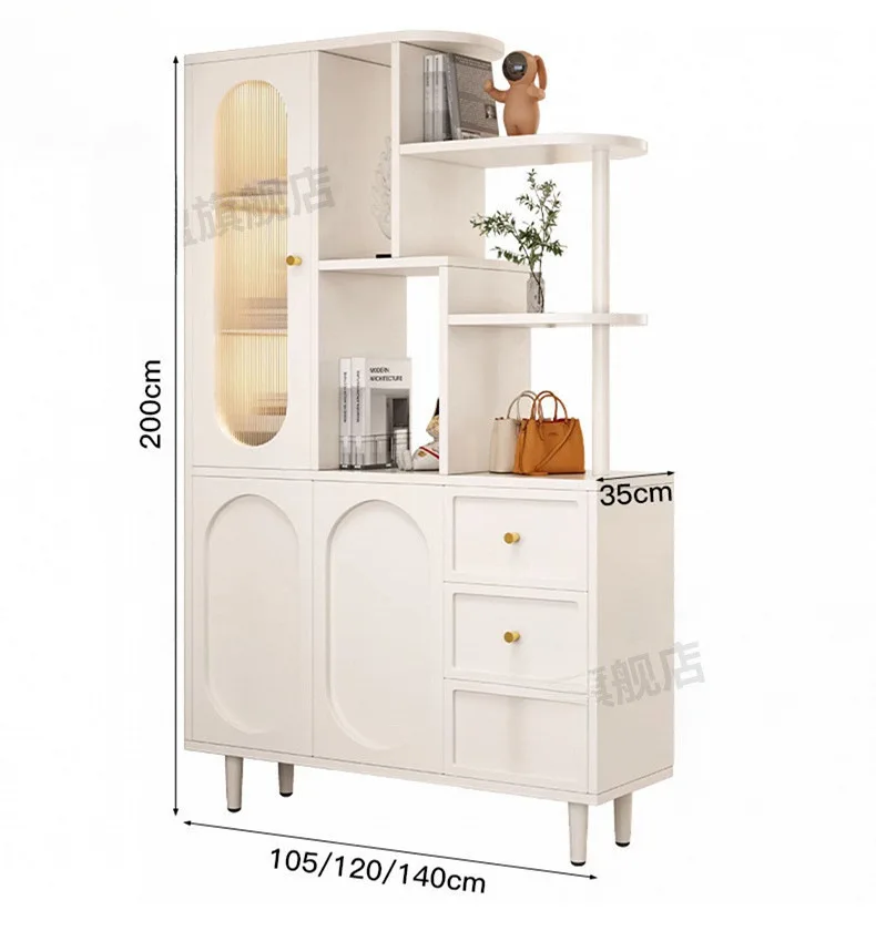 

Solid wood shoe cabinet Door to door against wall Entrance cabinet Cream screen partition Living room cabinet Locker