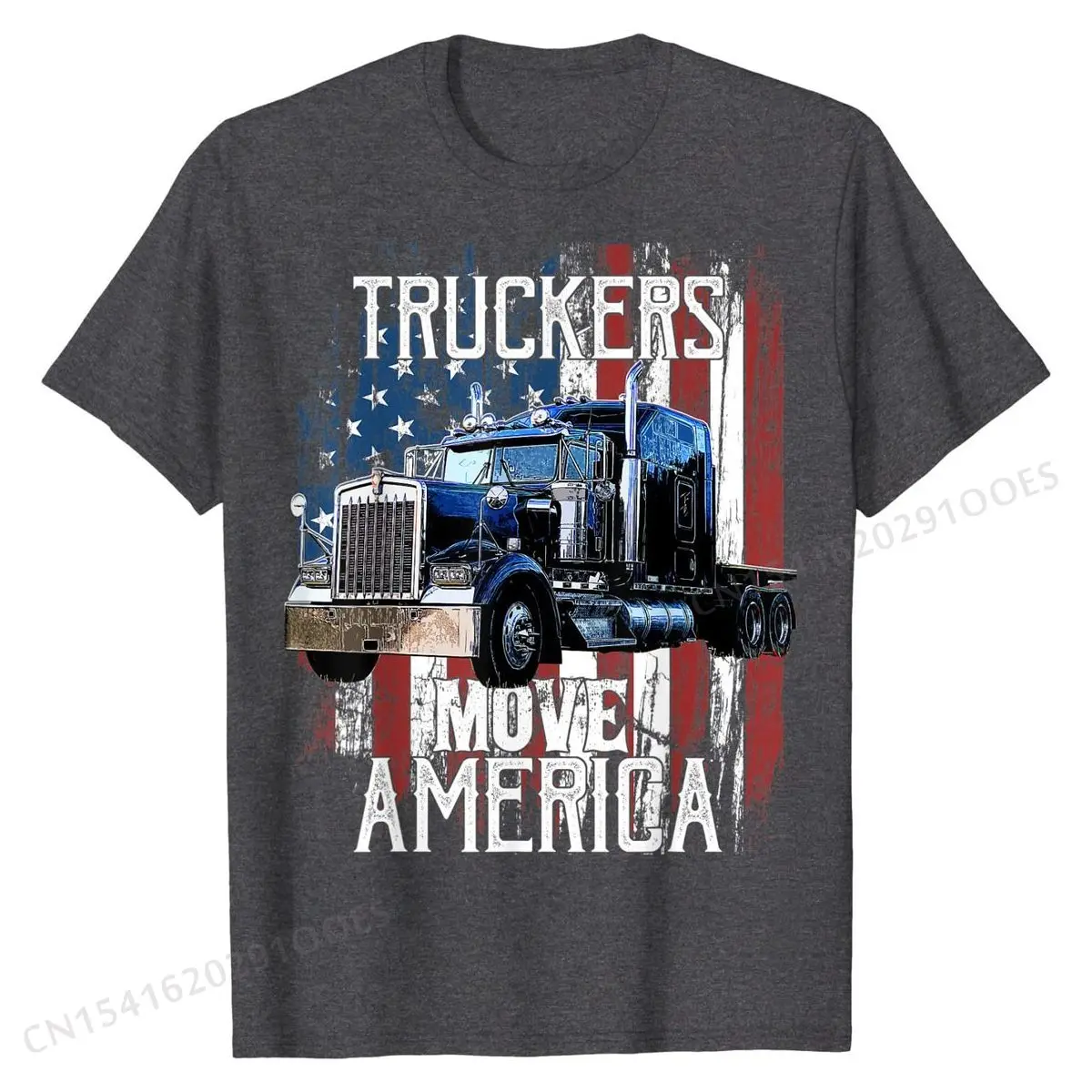 Trucker American Flag Truck Driver Shirt Truck Driver Gift T-Shirt Funny Men T Shirt Cotton Tops Tees Custom